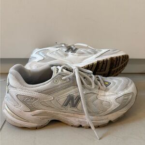 New Balance White and Silver Running Shoes